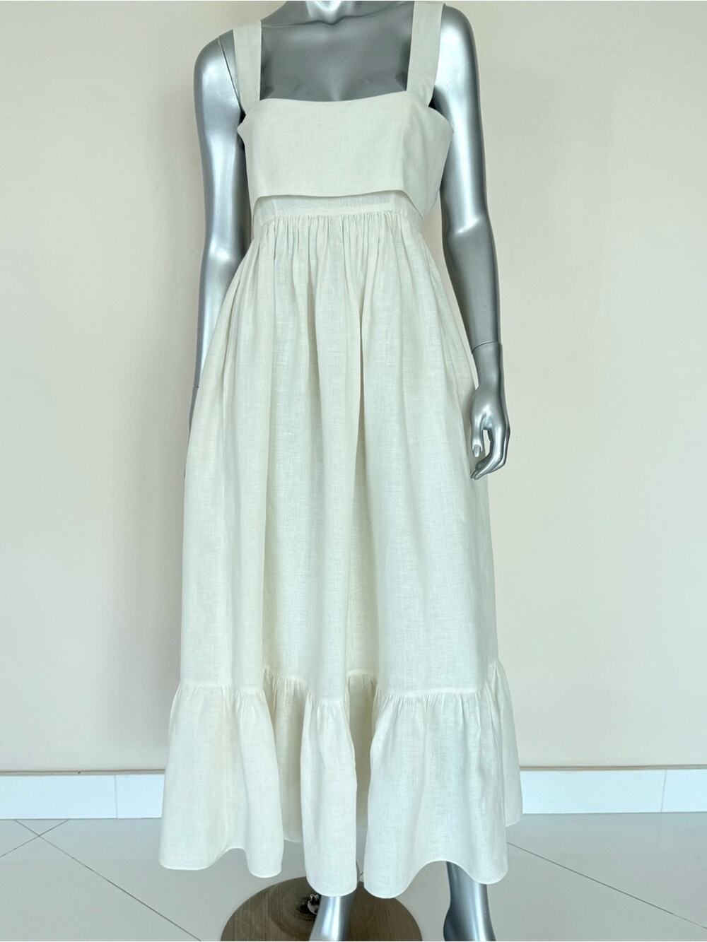 CHLOE women long linen dress size 38FR or 6US Authentic